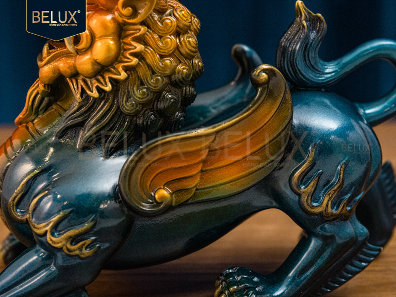 Đôi tượng tỳ hưu bằng đồng decor dài 18cm